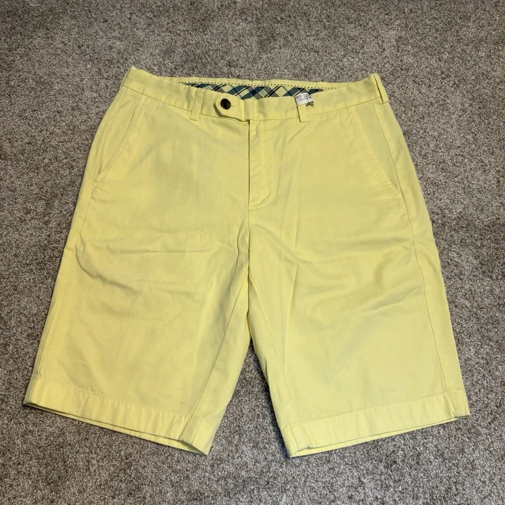 Brooks Brothers Bermuda Shorts Chino Flat‎ Front Mens W 33 Yellow Casual Cotton